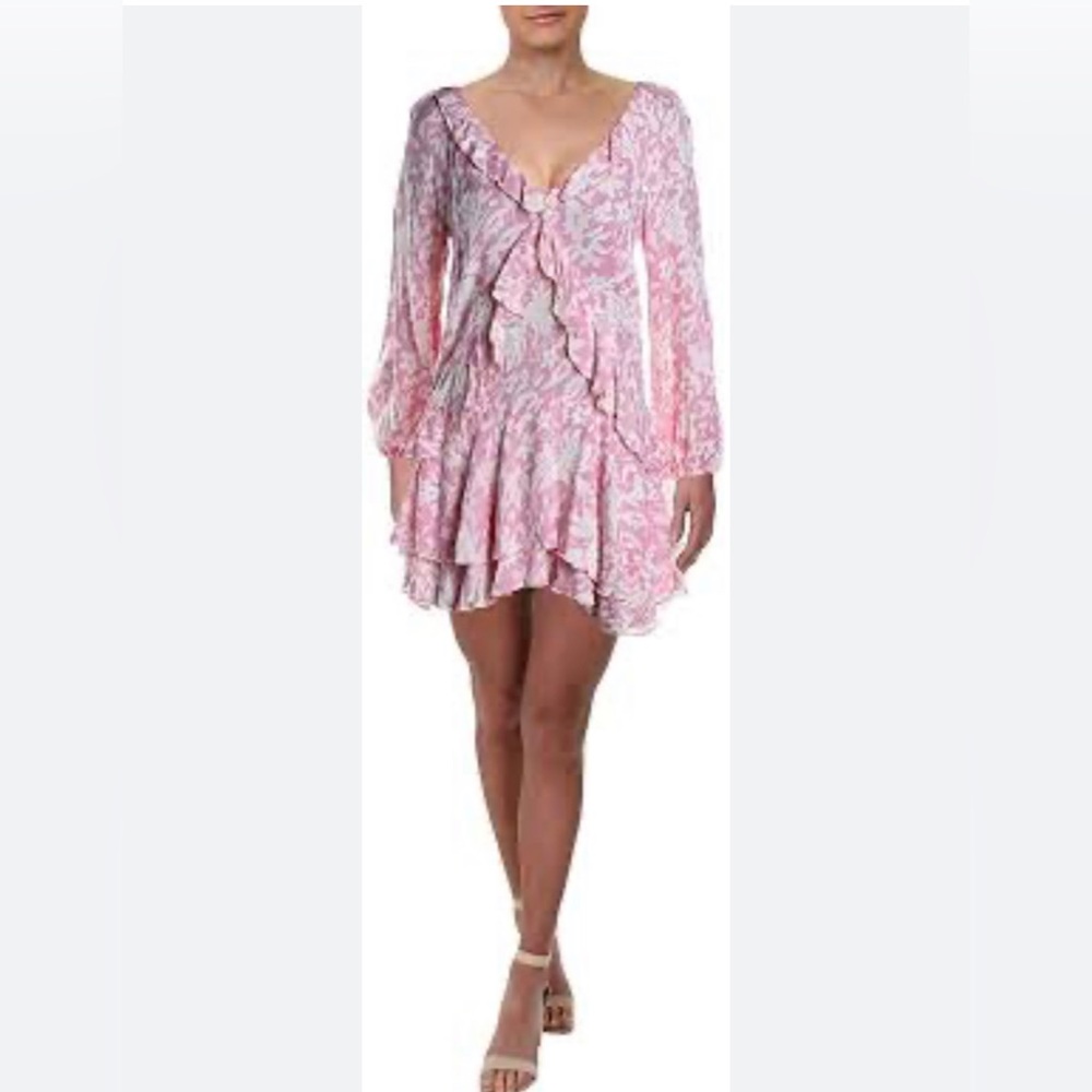 Free People Pink Floral Boho Ruffle Dress